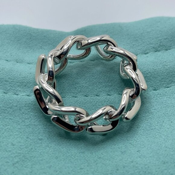 Tiffany & Co. Sterling Silver Forge Link Ring Size 7 - Picture 2 of 4